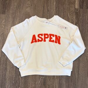 Sundry Cream Sweatshirt with Red ASPEN Lettering